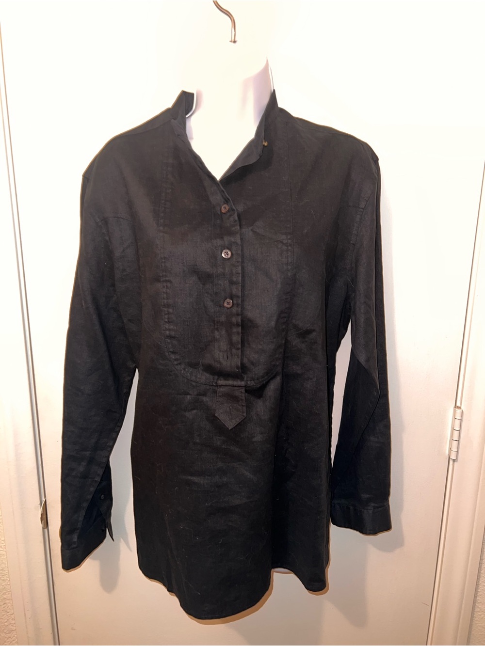 Ralph Lauren Black Button-Front Tunic Top